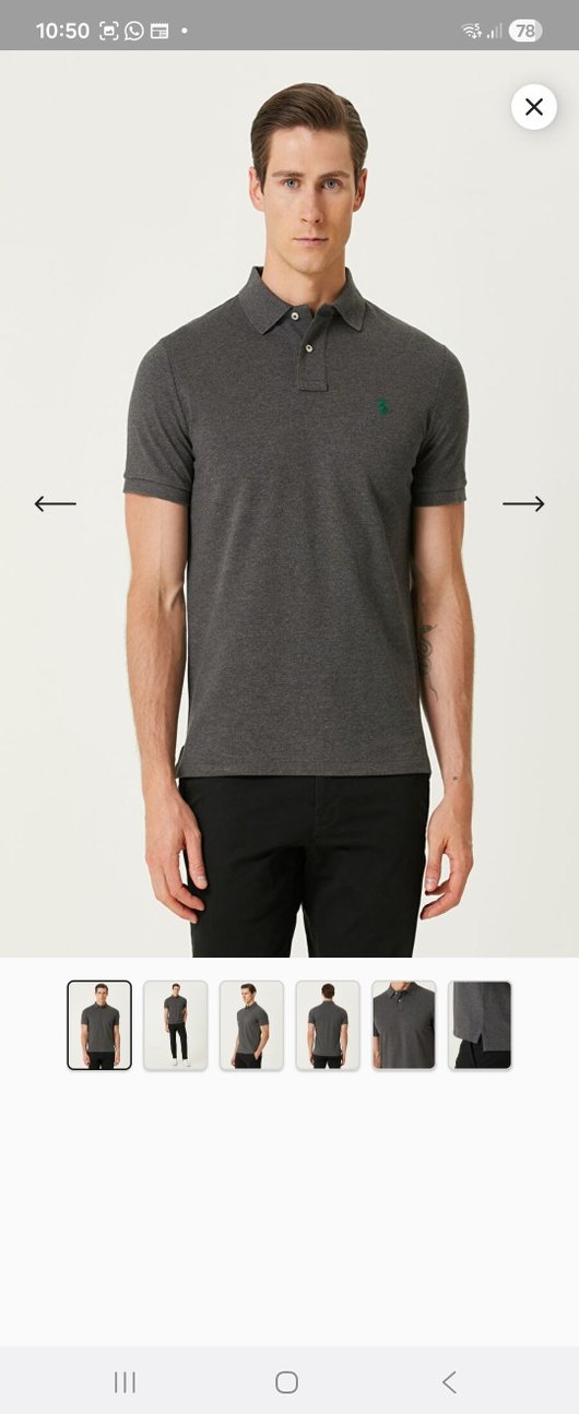 Polo Ralph Lauren Koyu Gri Polo Yaka Tişört - Görsel 2