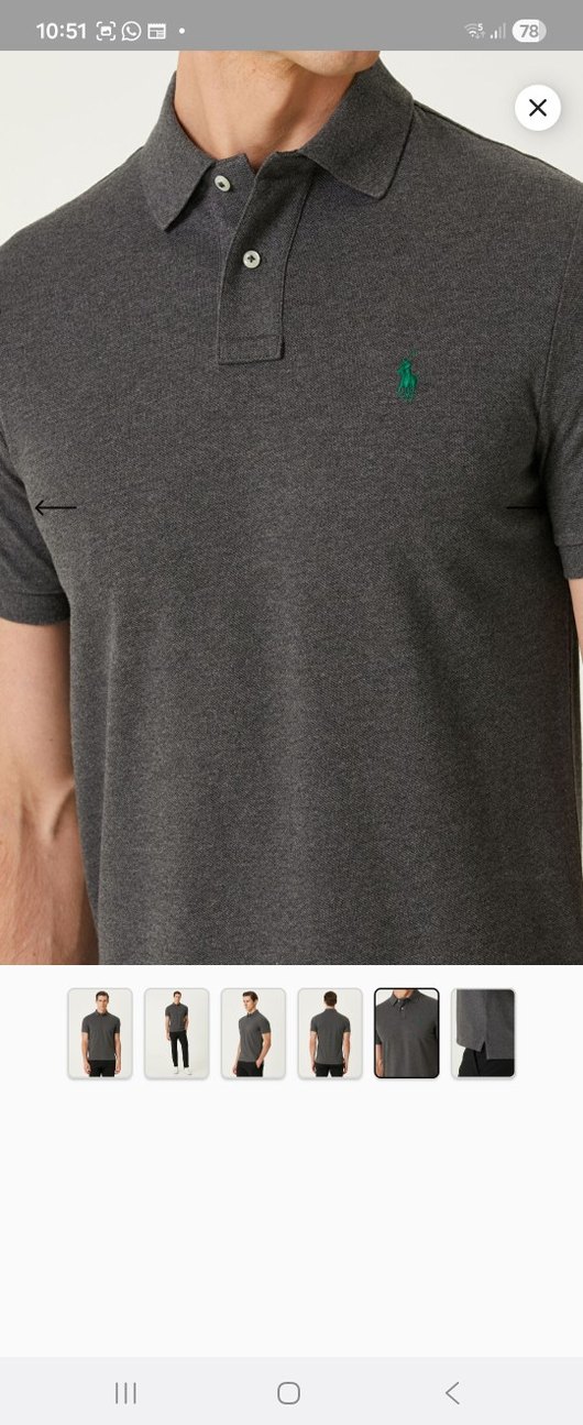 Polo Ralph Lauren Koyu Gri Polo Yaka Tişört - Görsel 4