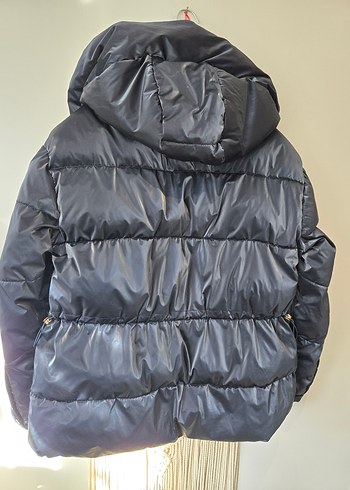 Parlak Lacivert Fermuarlı Kadın Mont - Görsel 5