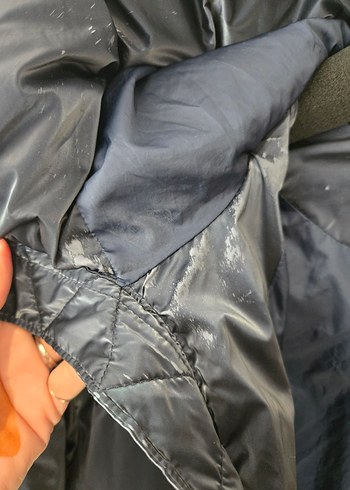 Parlak Lacivert Fermuarlı Kadın Mont - Görsel 7