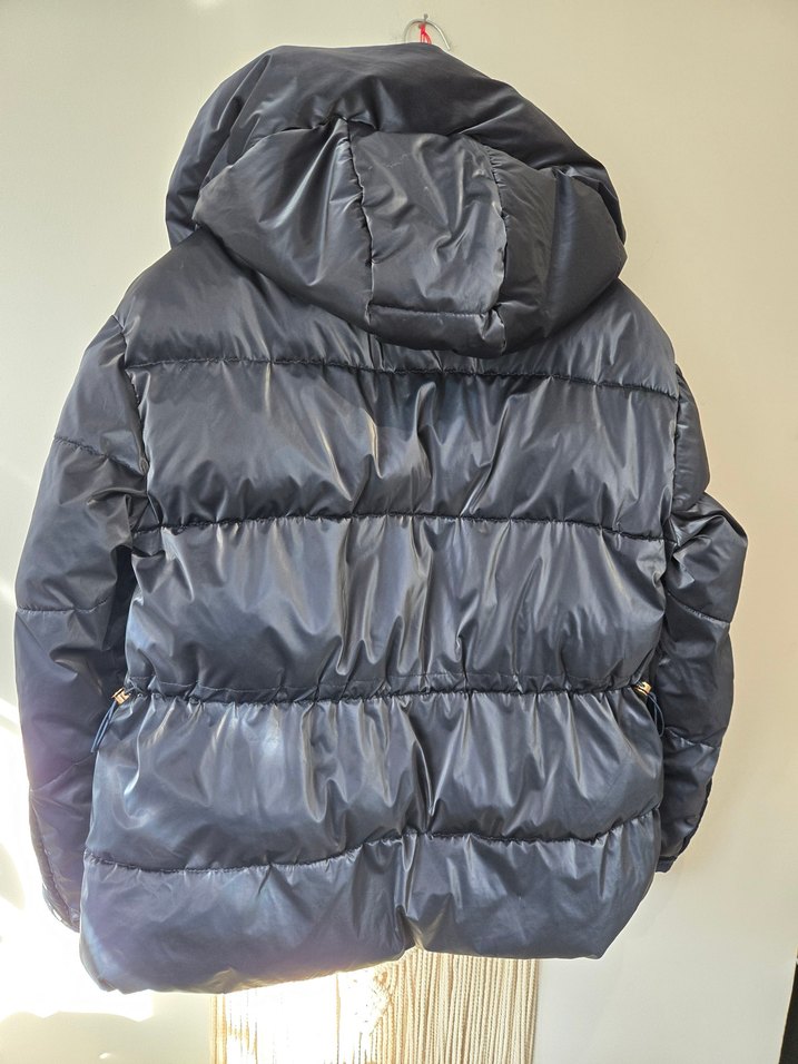 Parlak Lacivert Fermuarlı Kadın Mont - Görsel 5