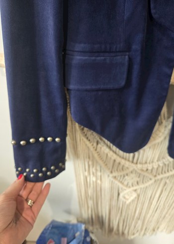 Laci,sax mavi, kadife ceket - Görsel 3
