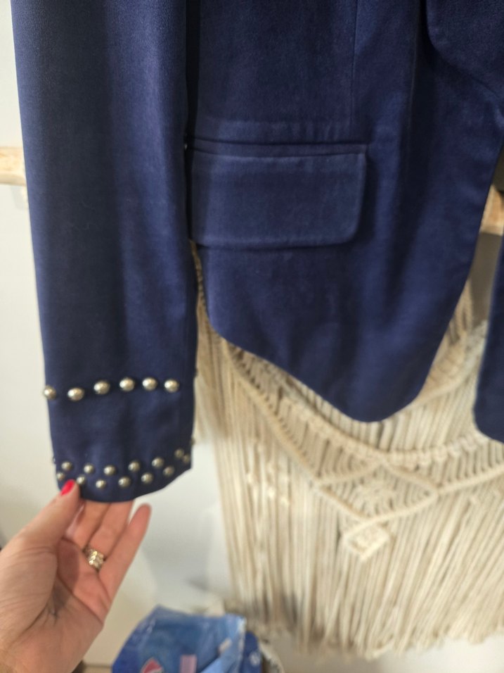 Laci,sax mavi, kadife ceket - Görsel 3