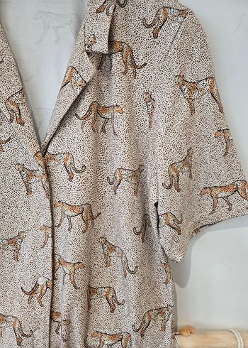 Bohem Leopar Desenli Kısa Kadın Pijama Takımı - Görsel 2