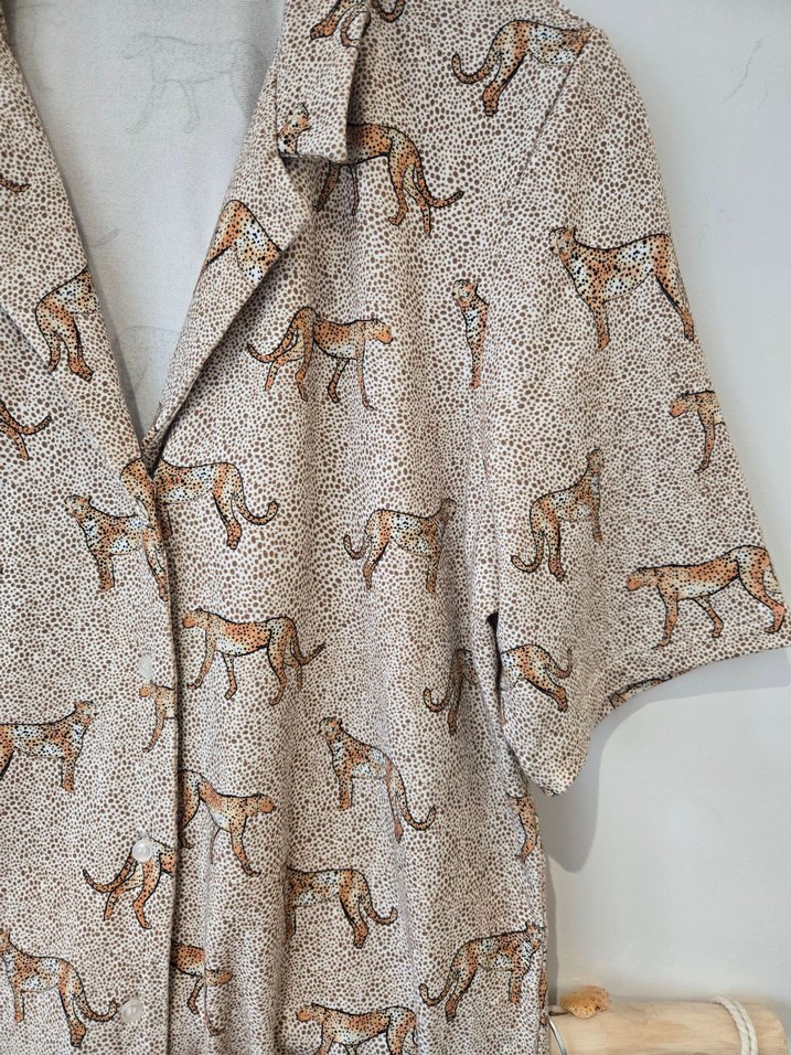 Bohem Leopar Desenli Kısa Kadın Pijama Takımı - Görsel 2