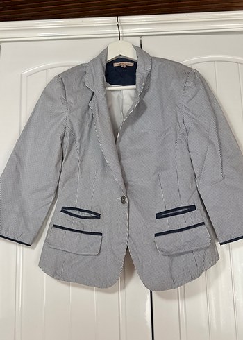 Gri Düğmeli Kadın Blazer Ceket