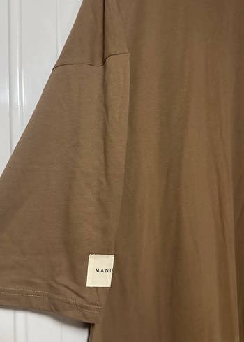 Bej Uzun Kollu Salaş Keten Elbise - Görsel 4