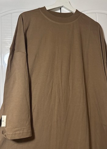 Bej Uzun Kollu Salaş Keten Elbise - Görsel 3