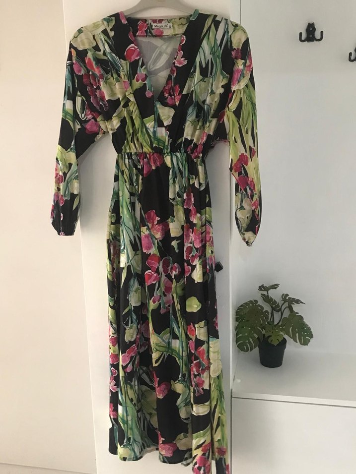 Çiçek Desenli Uzun Bohem Elbise - Görsel 2