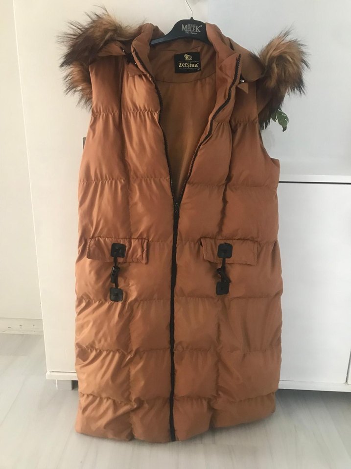 Kahverengi Kürklü Midi Kadın Yelek - Görsel 2