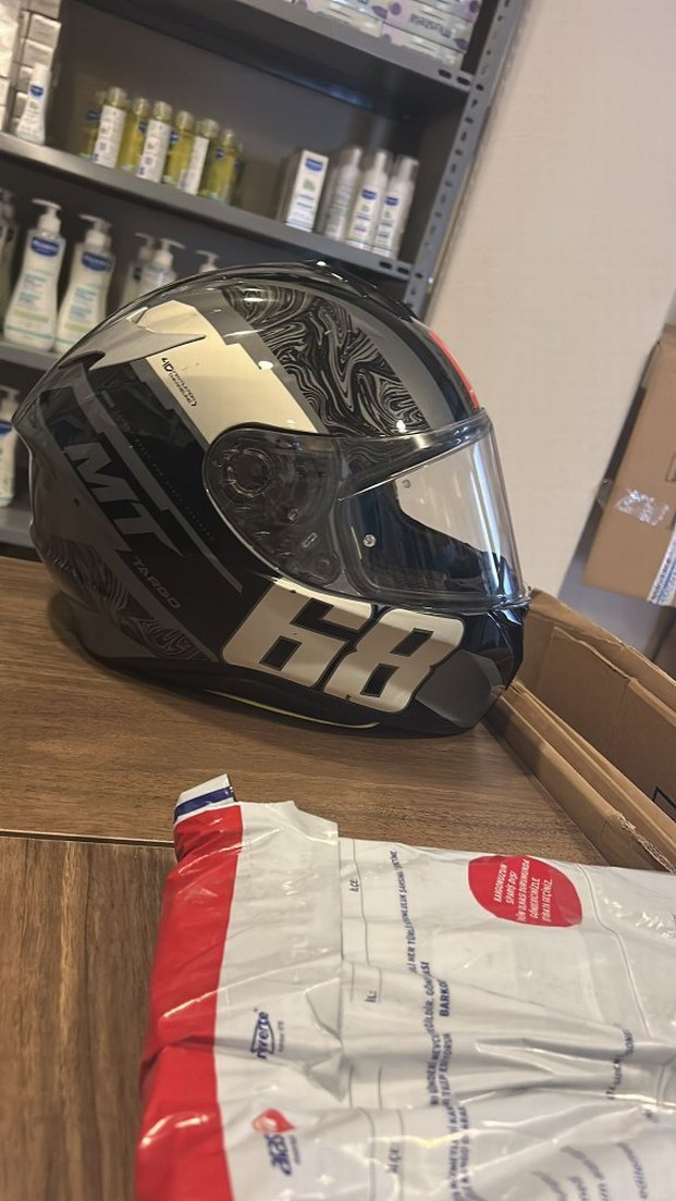 Gri Baskılı MT TR-200 Motosiklet Kaskı xxl - Görsel 2