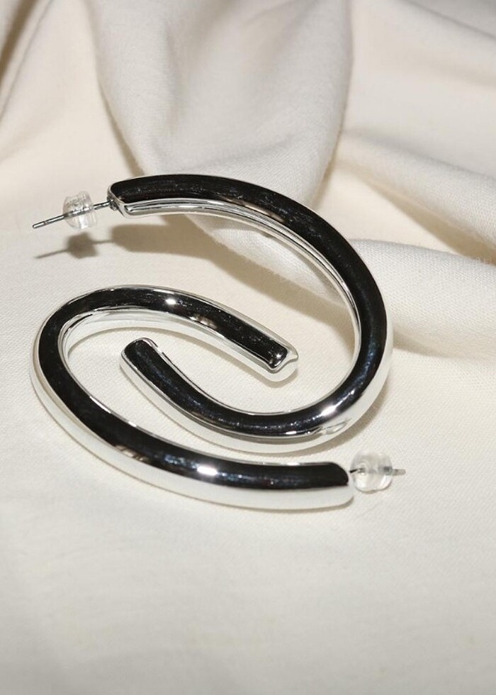 Gümüş ve altın renk Çelik Küpe - Görsel 2