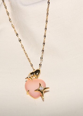 Kalp Altın Çelik Kolye - Görsel 2