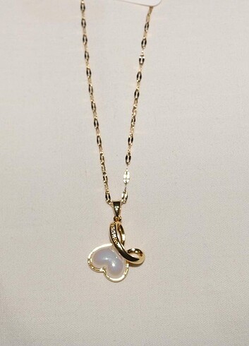 Kalp detaylı Altın ve Gümüş Çelik Kolye  - Görsel 2