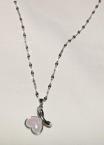 Kalp detaylı Altın ve Gümüş Çelik Kolye  - Görsel 4