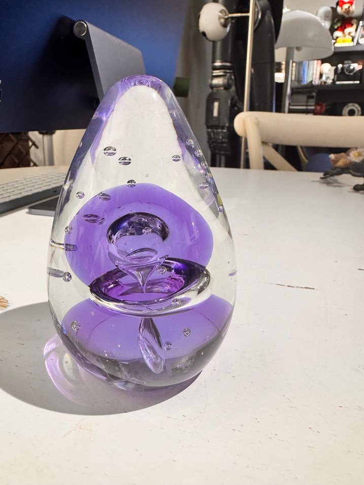 Işıltılı Mor Cam Vazo Murano - Görsel 2