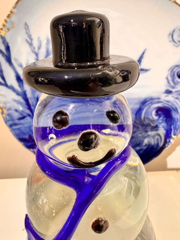 Koyu Mavi Atkılı Cam Kardan Adam Biblo - Görsel 5