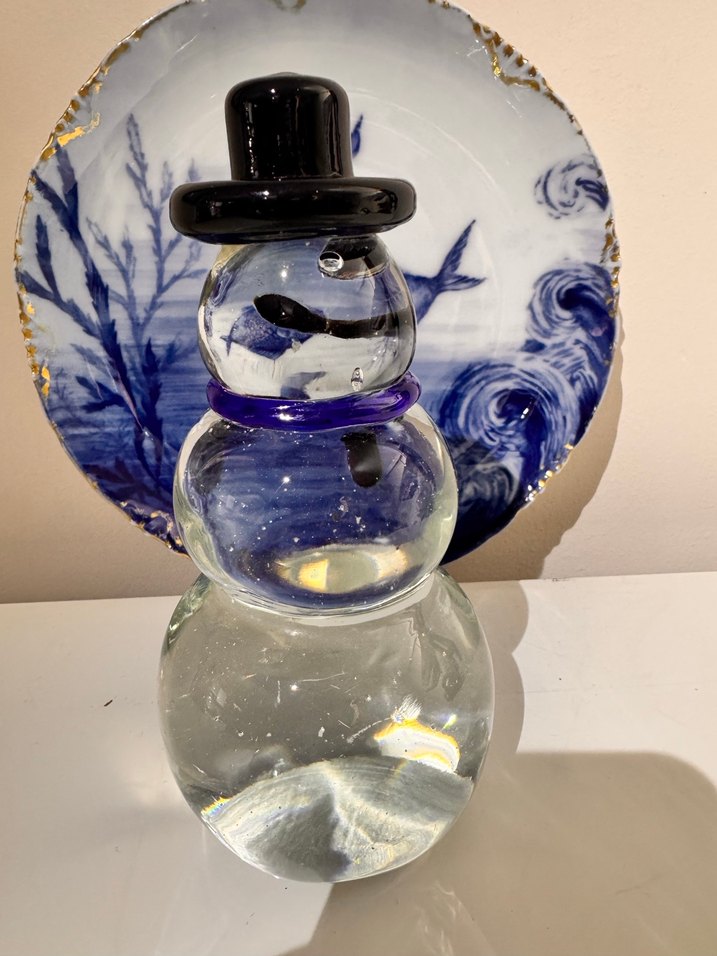 Koyu Mavi Atkılı Cam Kardan Adam Biblo - Görsel 4