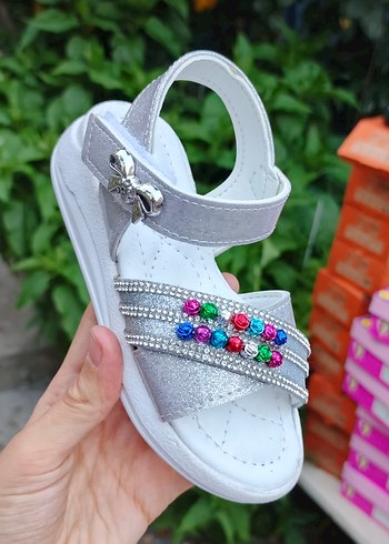 Diger Renkli Boncuklu Kız Sandalet