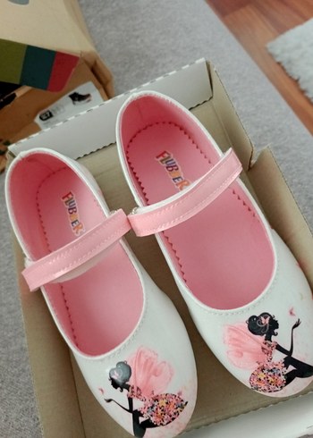 29 Beden pembe Renk Kız Çocuk Pembe Baskılı Babet Ayakkabı