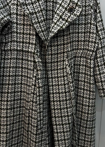 Düğmeli Uzun Ekose Kadın Kaban - Görsel 2