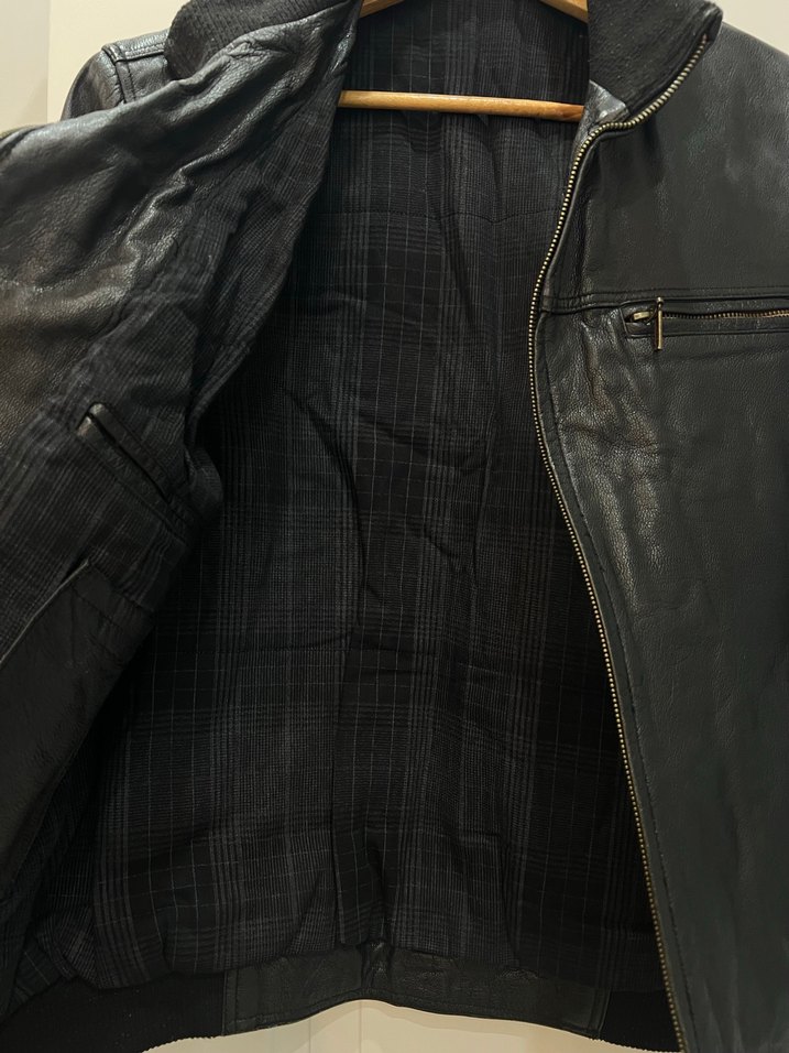 Siyah Erkek Deri mont - Görsel 2