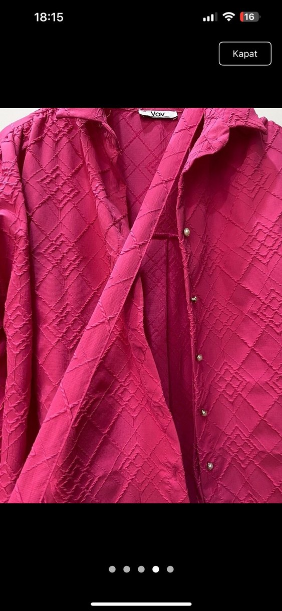 Uzun Kollu Pembe Bol Kesim Gömlek - Görsel 3