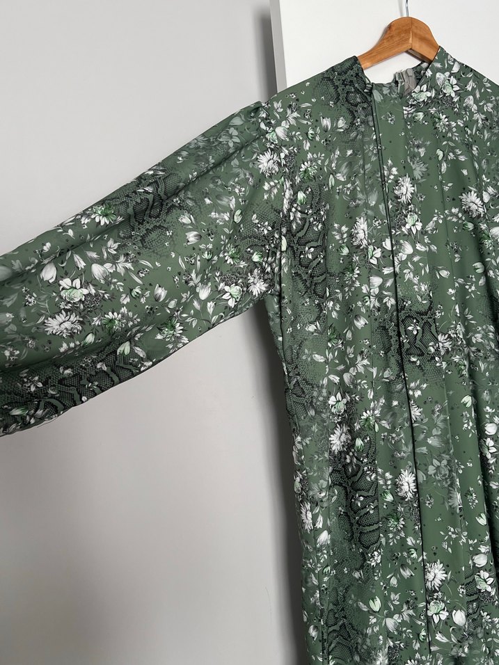 Yeşil Bohem Uzun Kollu Uzun Elbise - Görsel 2