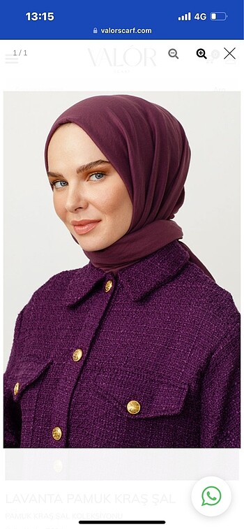 Valor scarf lavanta pamuk crash şal