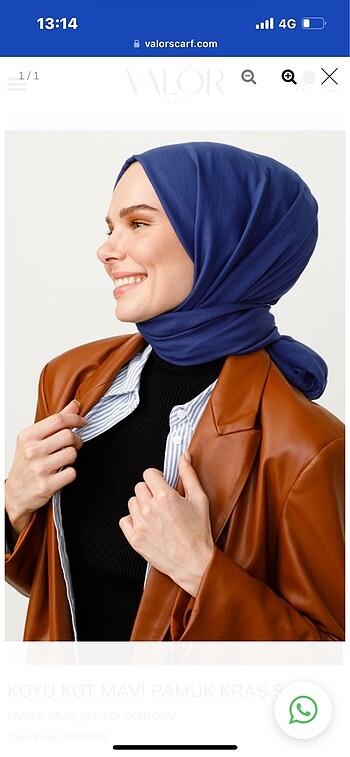 Valor scarf mavi pamuk crash şal