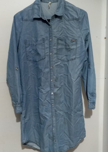 Kadın Uzun Kollu Düğmeli Denim Gömlek