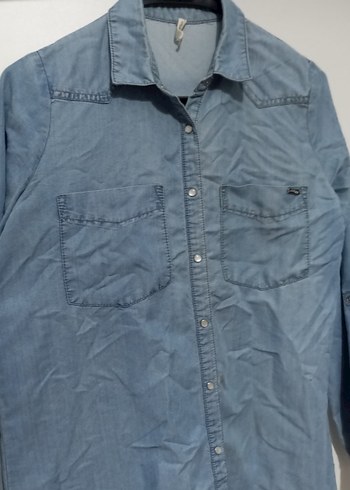 Defacto Kadın Uzun Kollu Düğmeli Denim Gömlek