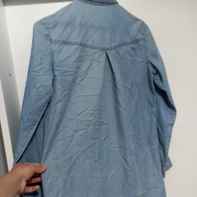 Kadın Uzun Kollu Düğmeli Denim Gömlek - Görsel 3