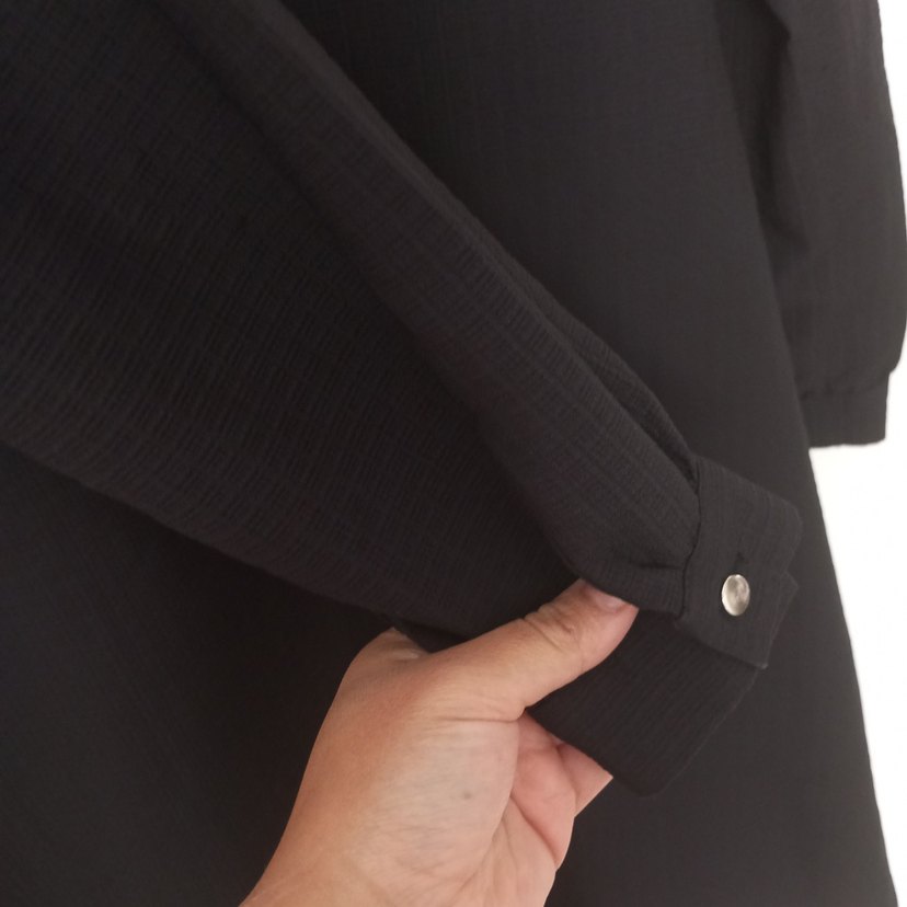 Kadın Siyah Uzun Kollu Uzun Tunik - Görsel 3