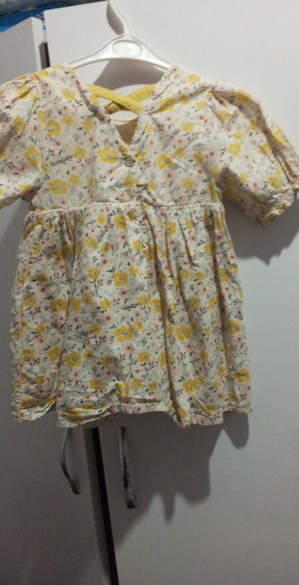 Sarı Çiçek Desenli Bohem Kız Elbise - Görsel 3