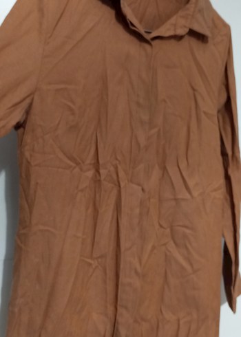 Bej Kadın Uzun Kollu Keten Gömlek - Görsel 2