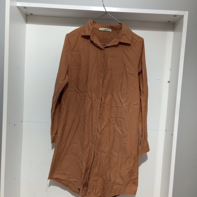 Bej Kadın Uzun Kollu Keten Gömlek - Görsel 4