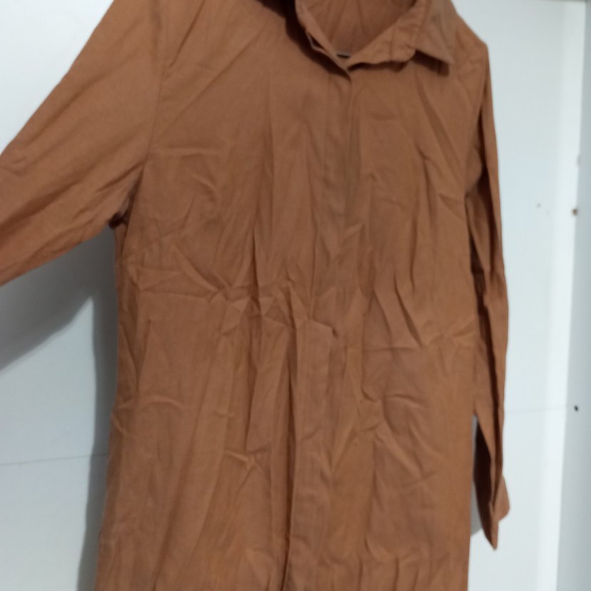 Bej Kadın Uzun Kollu Keten Gömlek - Görsel 2