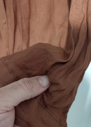 taba renk yazlık  kumaş gömlek tunik - Görsel 2