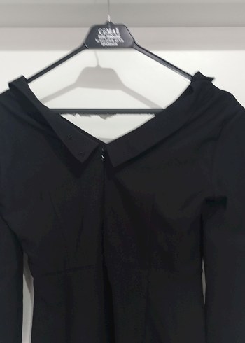 Kadın Siyah V Yakalı Midi Elbise - Görsel 4