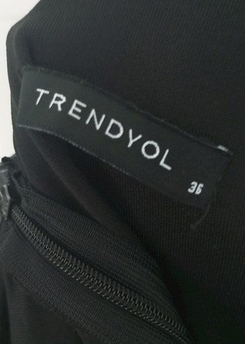 Kadın Siyah V Yakalı Midi Elbise - Görsel 6