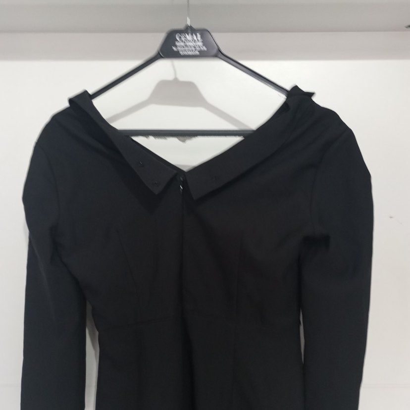 Kadın Siyah V Yakalı Midi Elbise - Görsel 4