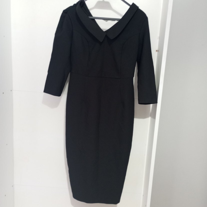 Kadın Siyah V Yakalı Midi Elbise - Görsel 2