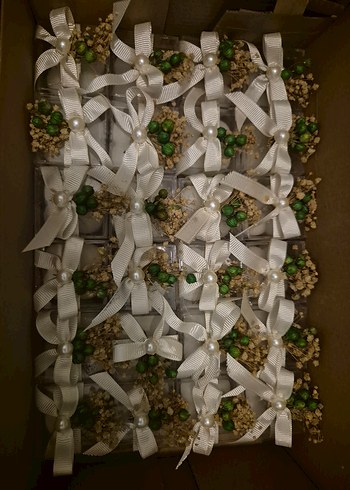 Beyaz Hediyelik Kutud mum çiçek süslemesi nişan nikah hediyeliği - Görsel 2