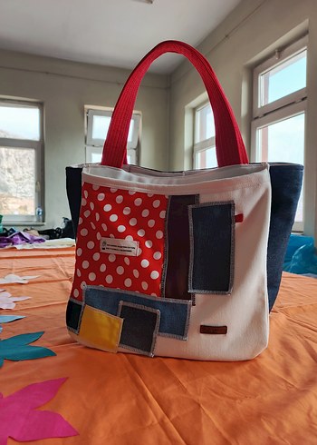 Renkli Baskılı Tasarım  Kumaş Çanta özel dikim - Görsel 2