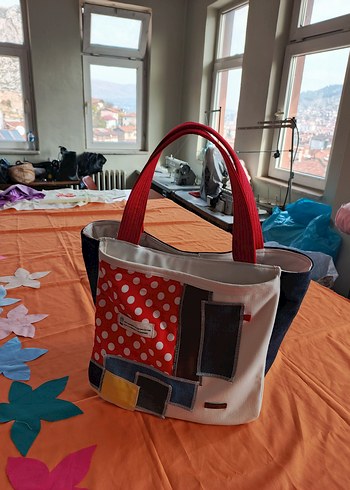 Renkli Baskılı Tasarım  Kumaş Çanta özel dikim - Görsel 3