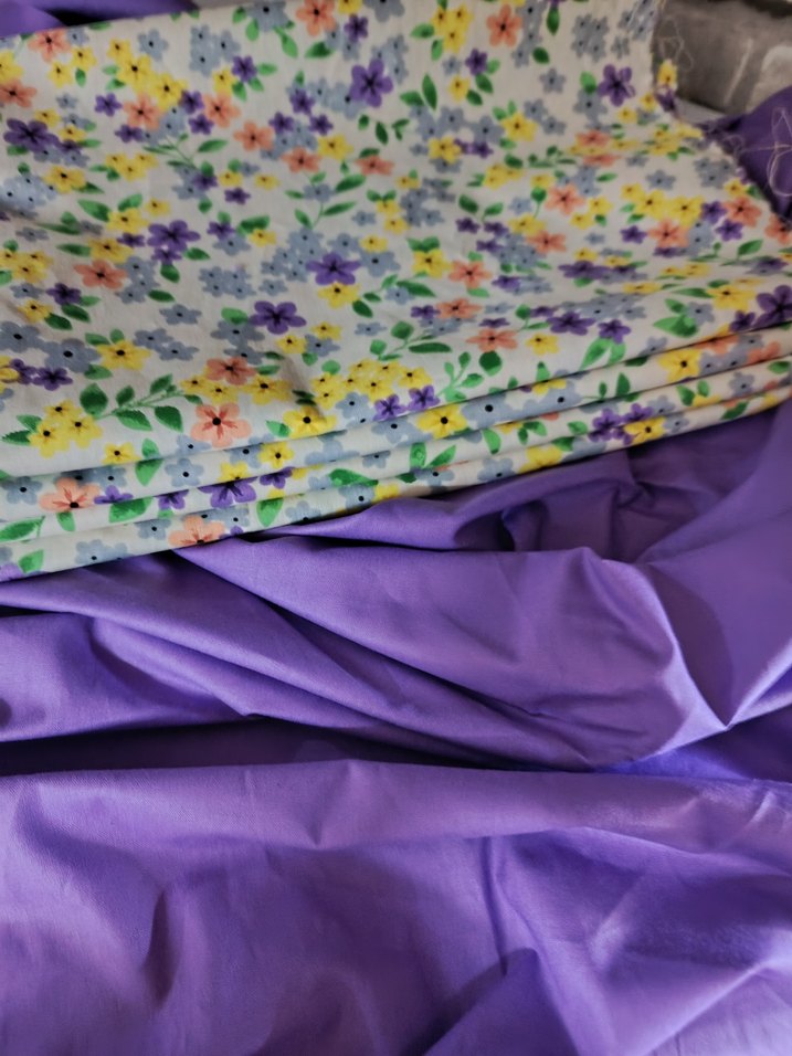Pastel Çiçek Desenli Mor Yatak Örtüsü - Görsel 4