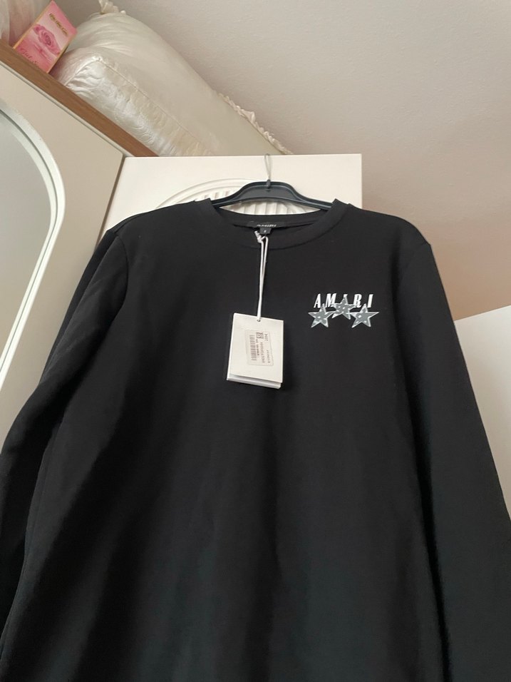 Siyah Uzun Kollu Baskılı Erkek Tişört - Görsel 4