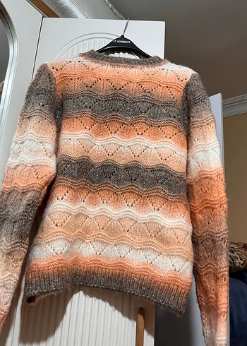 Bohem Tarzı Bağlama Desenli Örgü Kadın Kazak - Görsel 5