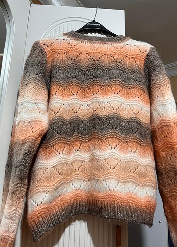 Bohem Tarzı Bağlama Desenli Örgü Kadın Kazak - Görsel 9